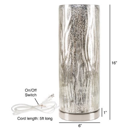 Hastings Home LED Uplight Table Lamp, Textured Tree Bark Pattern and LED Light Bulb for Home, Silver Mercury Finish 754131KNB